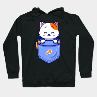 Cute Cat In Pocket Cartoon Hoodie